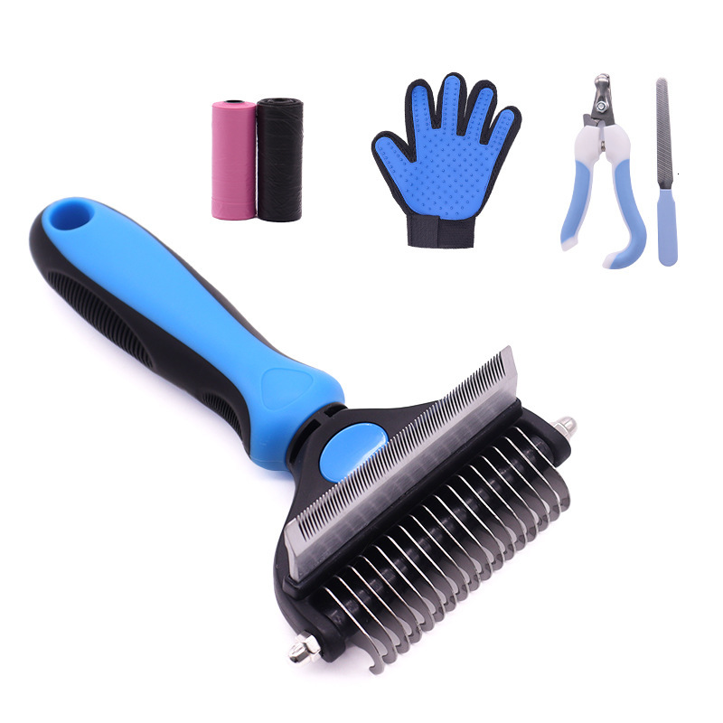 Pet Cleaning Nail cut Knot Opening Comb And Hair Removal Gloves Cat Brush Grooming Set