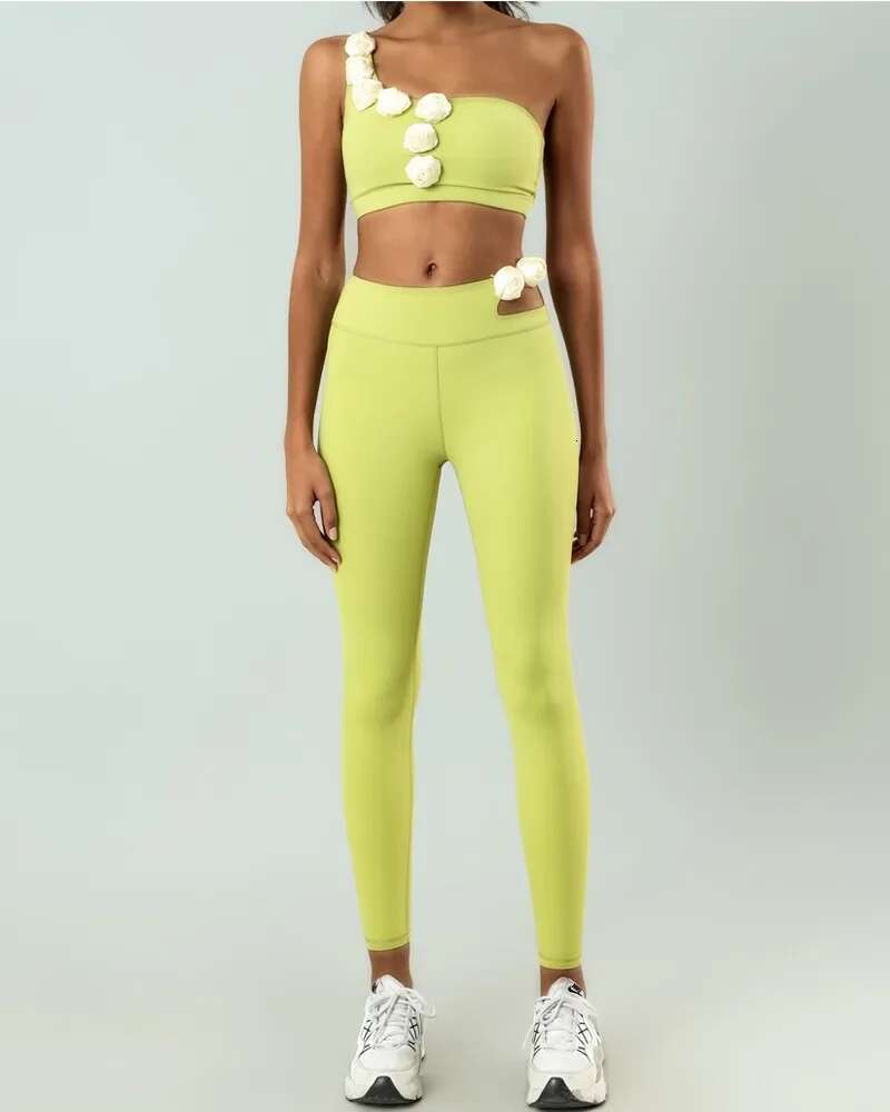 Pmwrun Women's Yoga Suit Quick-Drying Elastic Chest Wrap Shockproof Running Fiess Sports High Waist Pants Two-Piece Set