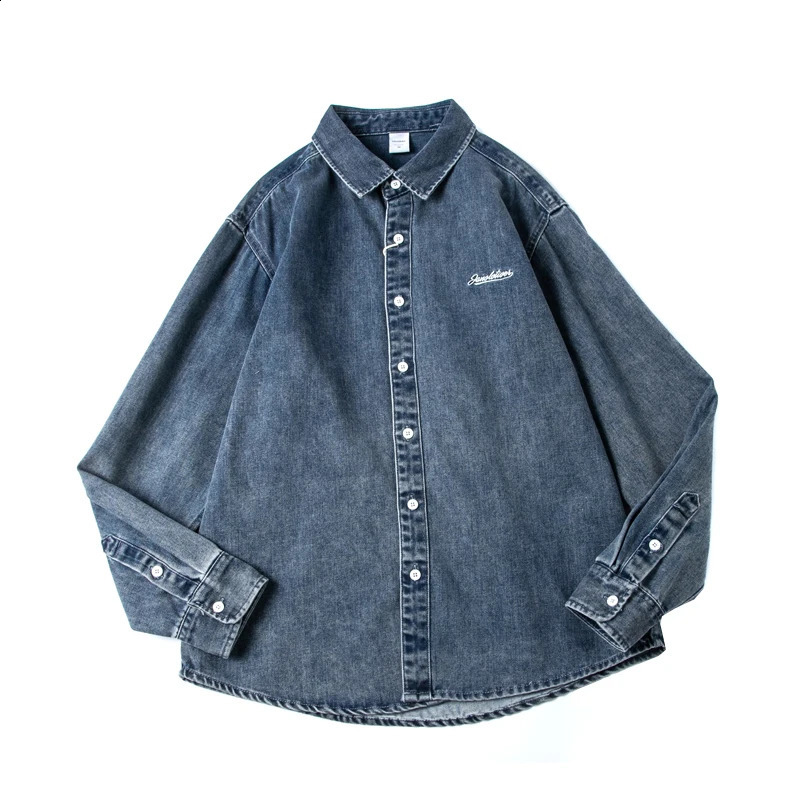 2025 Spring and autumn fashion Japanese retro allmatching thin coat trend loose casual denim shirt long sleeve 250226