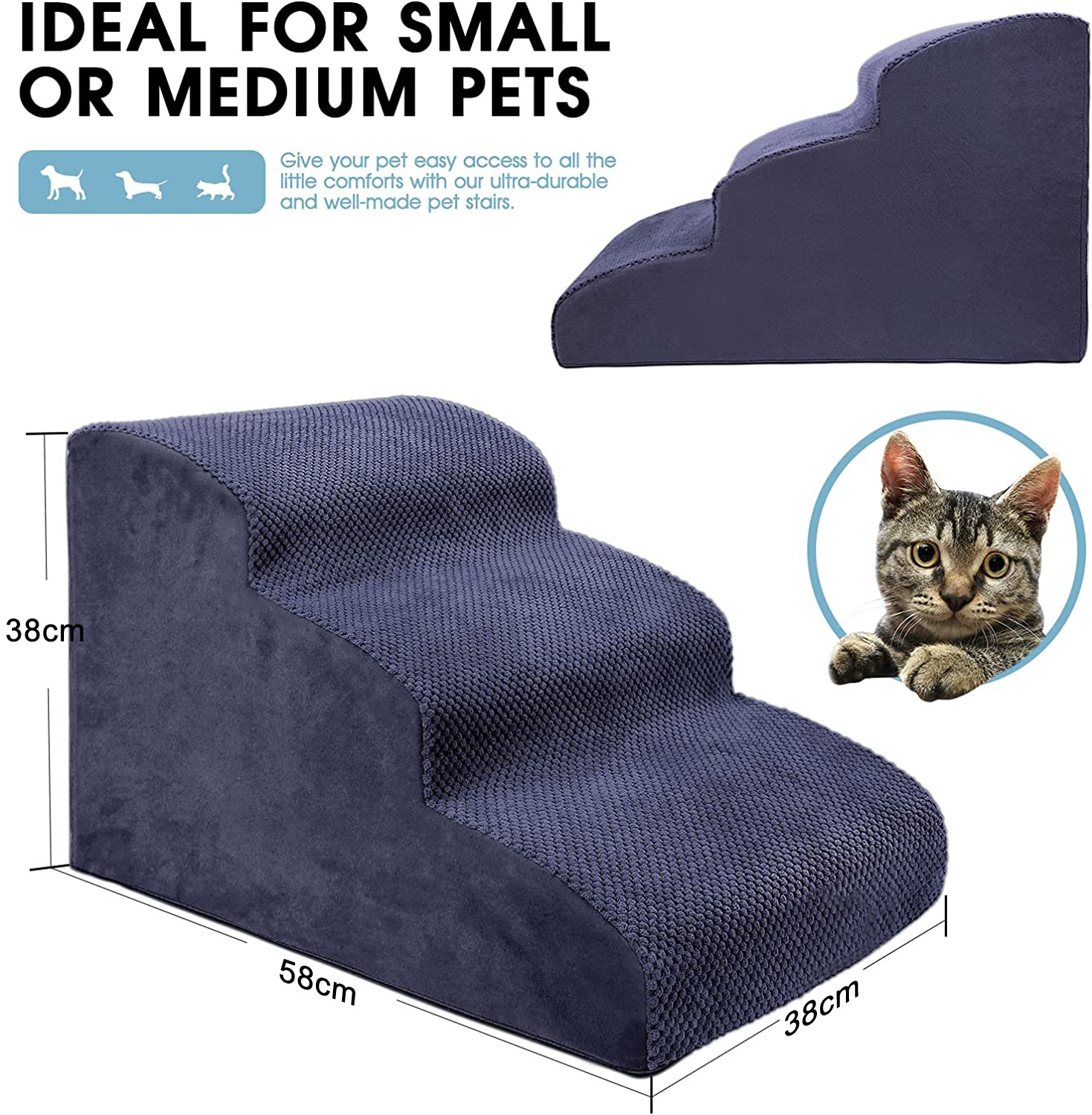Pet Climbing Ladder Dog Getting Up And Down Sofa Bed Sponge Steps Ramps Slope Style Cat Stairs