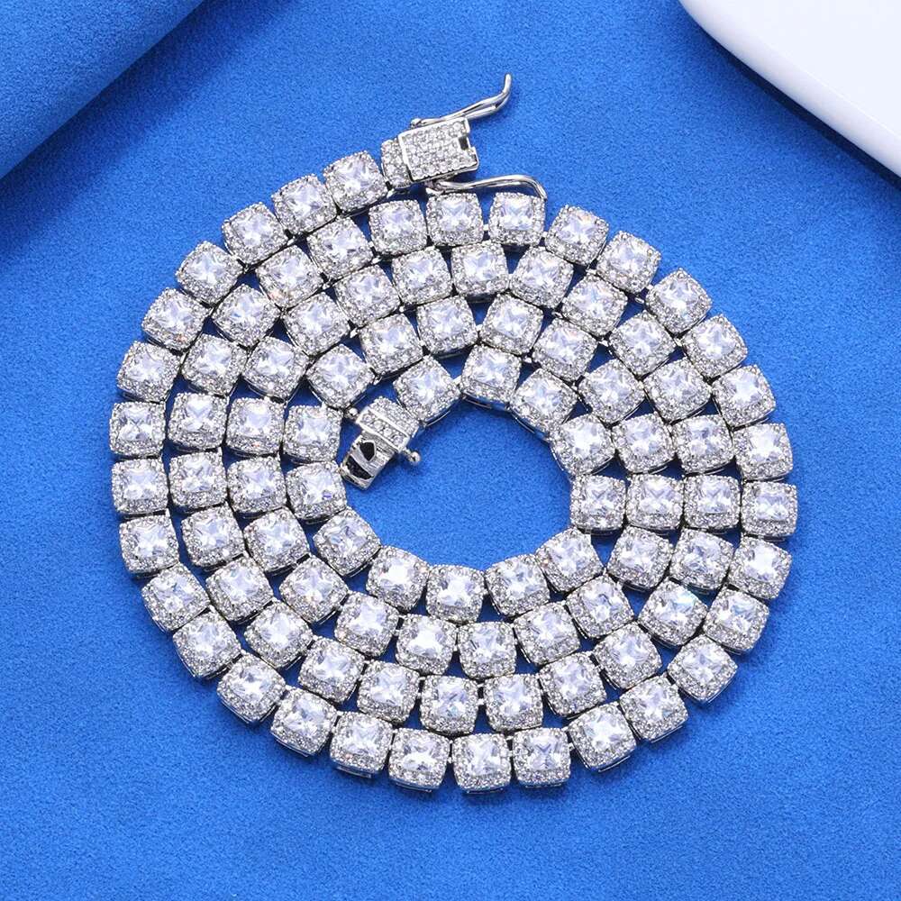 Hip Hop Dia Sparkg Jewelry Iced Out Cluster Tennis Necklace 5mm Thin Chain for Women