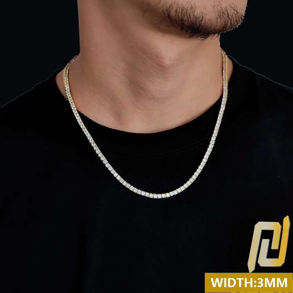 3mm Tennis Chain 1 Row Bg Zircon Copper Material Necklace Hip Hop Man and Women Iced Out Jewelry Drop shipping