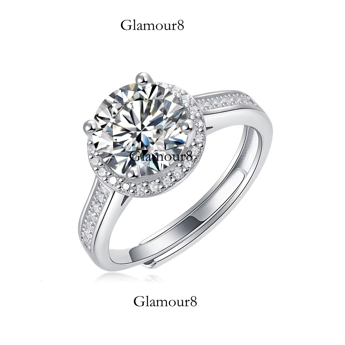 DE Quality Brilliant Moissanite Wedding Size CZ Engagement Suitable for Women oll Sizes S Pure Sier Ring