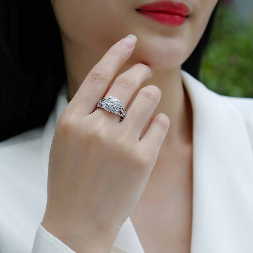 Women's moss jewelry pure sier 1 carbon silica ring