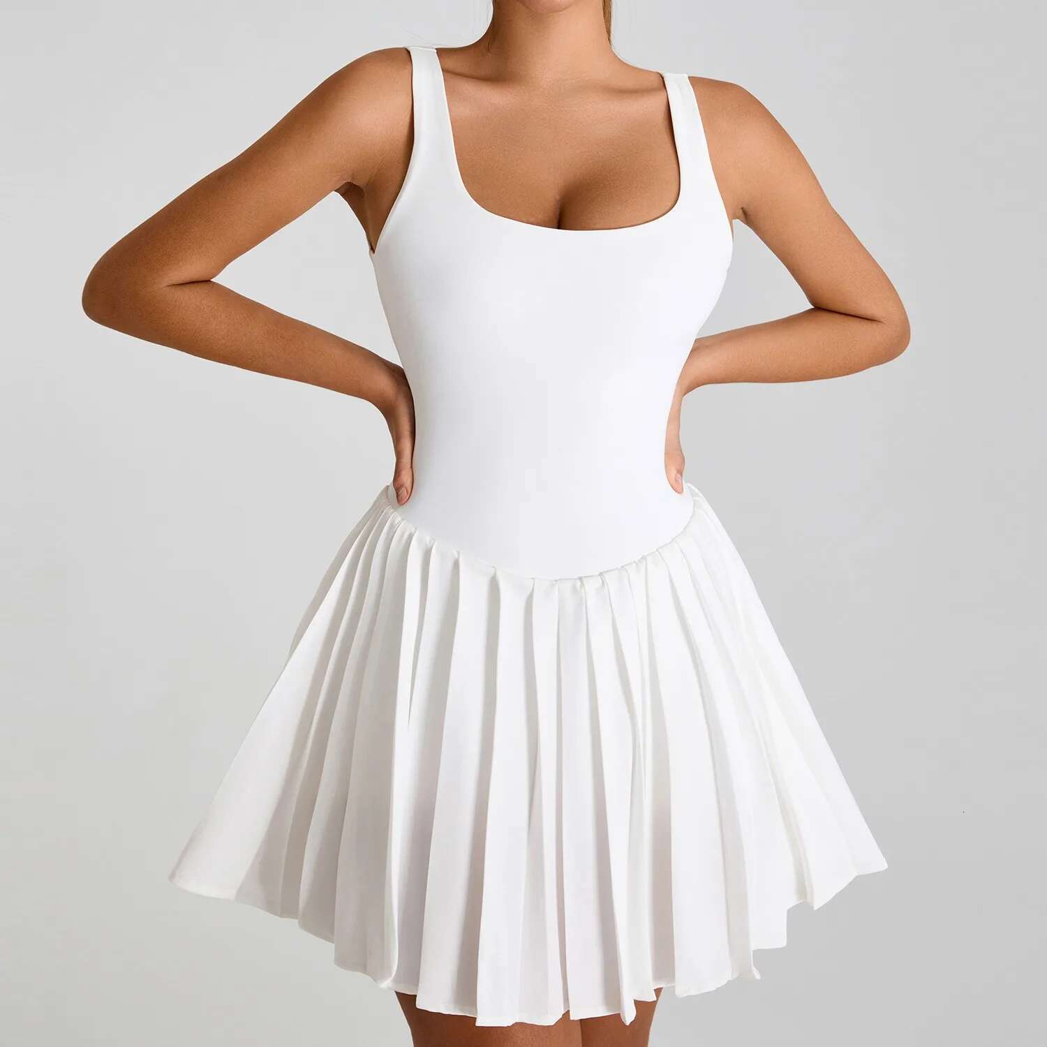 Tennis Pleated Build In Bra Golf Dress With Shorts One-Pieces Hollow Out Fiess Badminton Suits Activewear