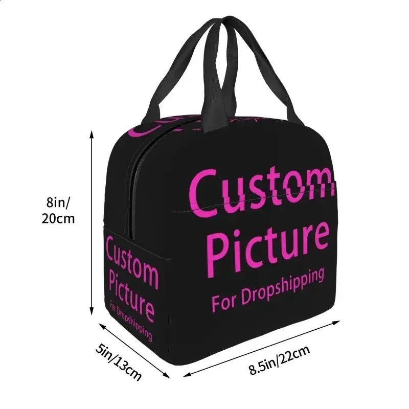 Personalized Custom Po Insulated Lunch Box DIY Print Reusable Warm Cooler Thermal Lunch Bag Picnic Container Tote Bags 250228