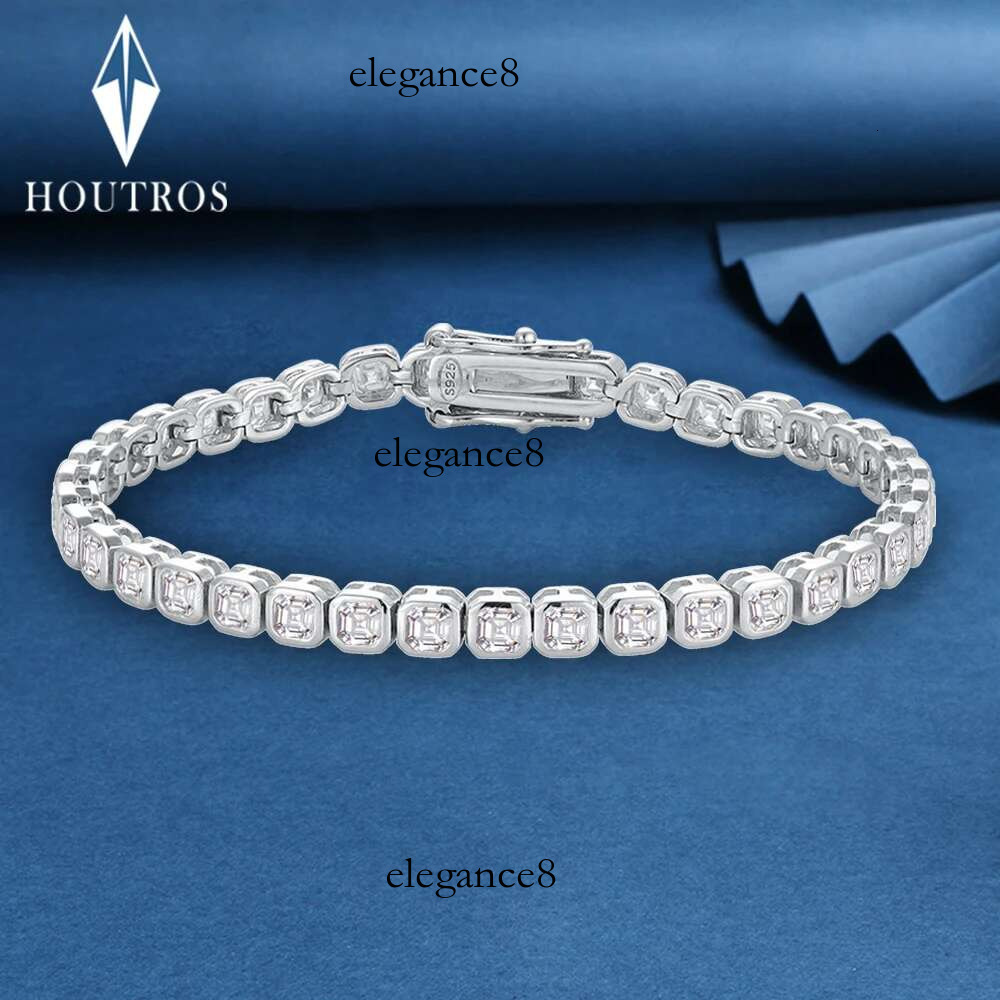 3x3mm Asscher Cut Full Moissanite Tennis for Women Men Sterg Sier Lab Dia GRA Certified Bracelet Jewelry
