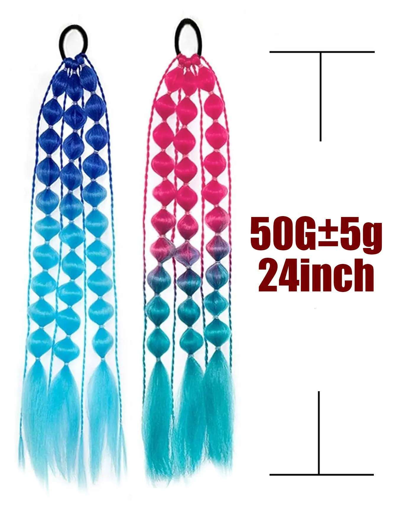 Synthetic Extensions 24" Colored Bubble Y2k Ponytail With Hair Tie For EDC Festival Rave Accessories