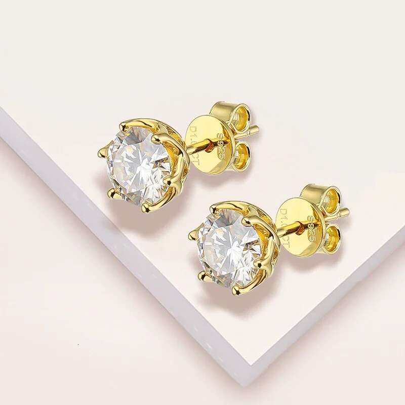 NKHOG 0.5-2 Carat D Color Moissanite Sterg Sier Stud Earrings For Women Sparking Wedding Engagement Party Fine Jewelry