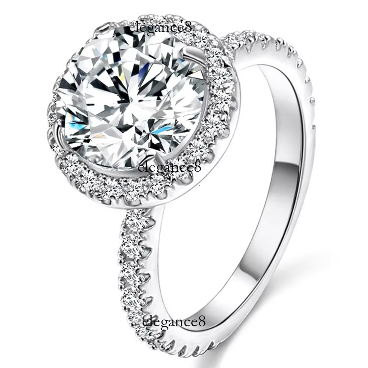 High Quality Engagement Wedding Moissanite Ring Zirconia Jewelry White Gold Women Dia Rings