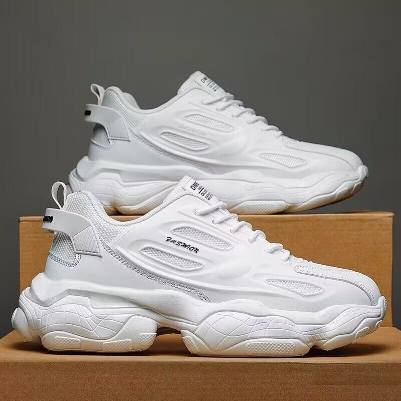 Spring Men's New Breathable Mesh Sneakers Korean Edition Versatile Inner Height Increase Casual Running Dad Trendy Shoes