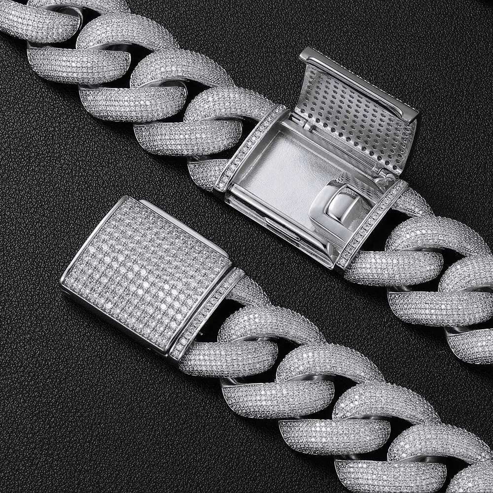 25MM 8 Rows Cluster 5A Dia Mens Full Iced Out Cuban k Gold/Sier Plated Bg CZ Bubble Chain Rapper Jewelry