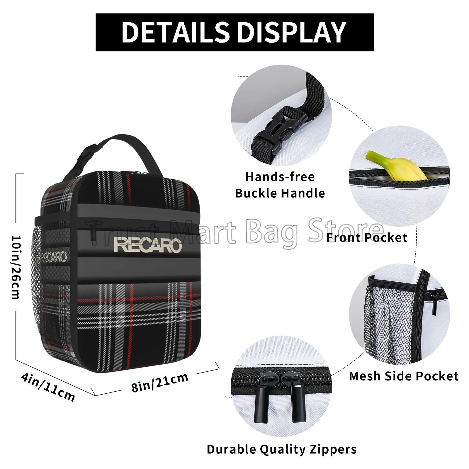 Custom Insulated Lunch Bag Recaros Reusable Leakproof Portable Oxford Thermal Cooler Lunch Bento Box for Outdoor Work Travel 250228