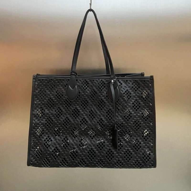 Large Capacity Tote Composite Bag For Women Designer Handbag Purse New In Vintage Hollow Out Black Underarm Shoulder