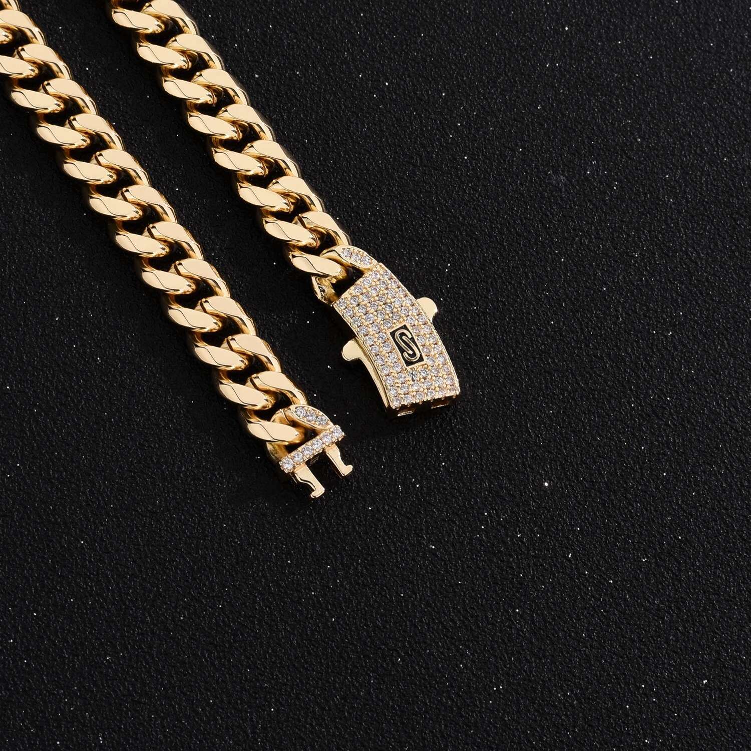 VCT Monaco Long Lock Rectangular Set Cuban Necklace Ice Small Crystal Zircon Chain Hip Hop Rock Jewelry