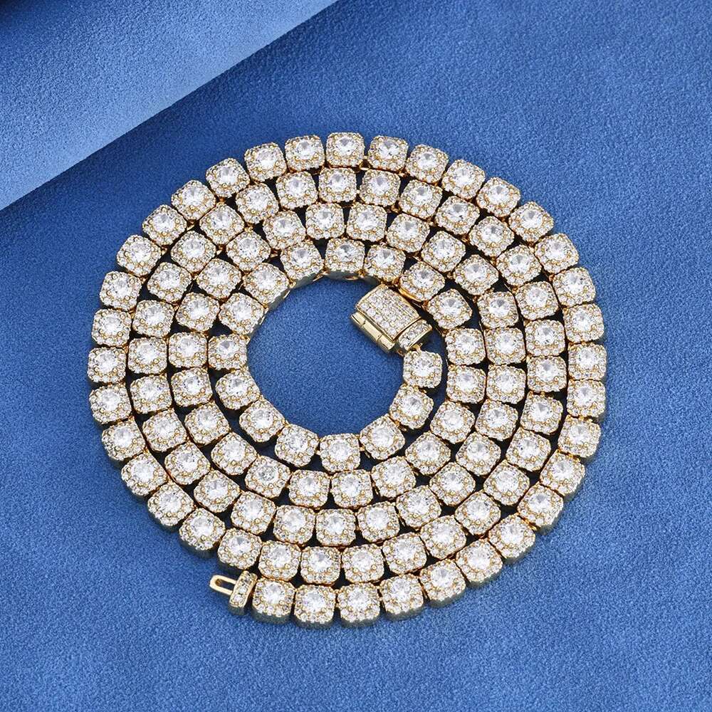 Fashion Customized Jewelry 5mm Ice Tennis Chain Sparkg Zircon Cluster Dia Necklace Women's Christmas Gift