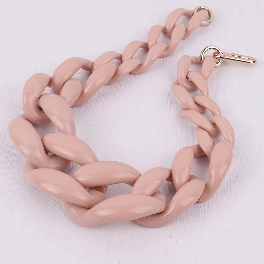 Trendy Big Acrylic Pink Choker Necklace For Women Vintage Resin Chunky Chain Collar Necklaces Pendants Jewelry Party Gifts 250228