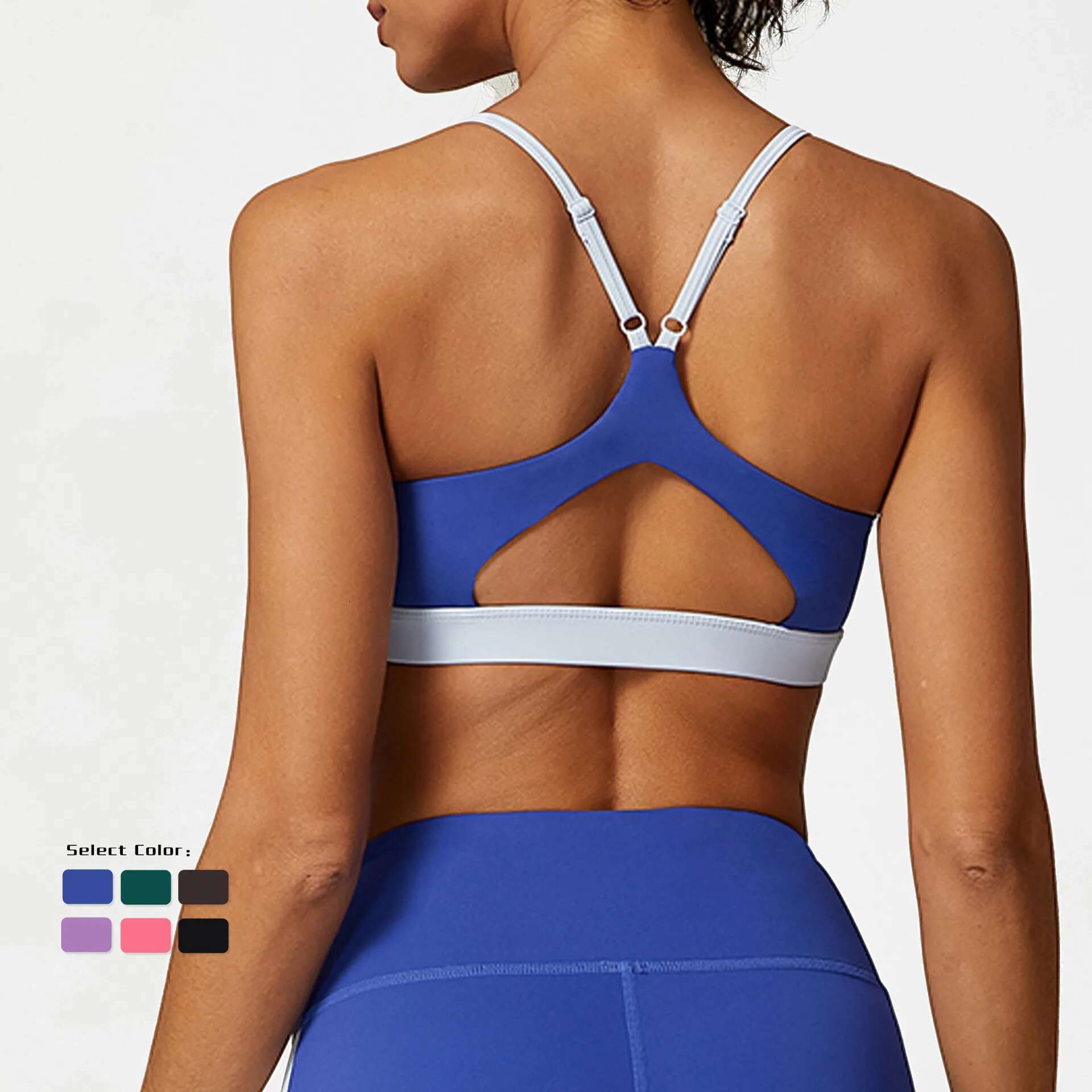 2 Pieces Yoga Sets Contrast Color Gym Tracksuits Pilates Fiess Clothing Women Shockproof Bra&Hip Up Leggings Activewear