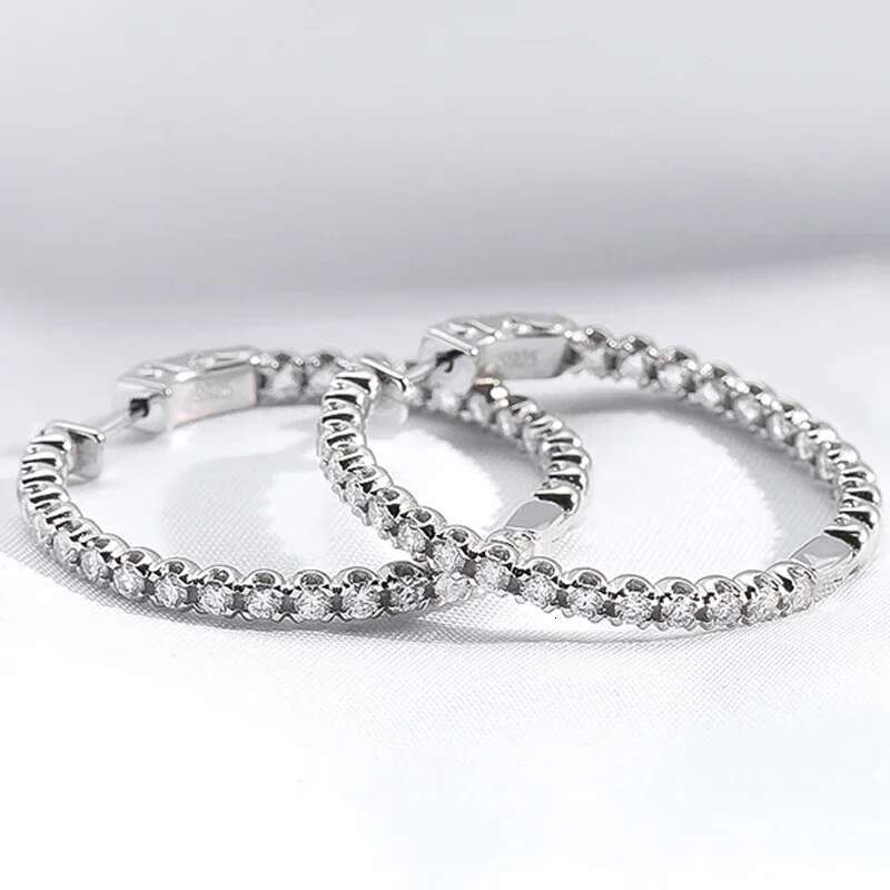 Smyoue Plated 1.74-6.5cttw All Moissanite Hoop Earrings for Women Lab Dia Jewelry 100% Sterg Sier Earring GRA