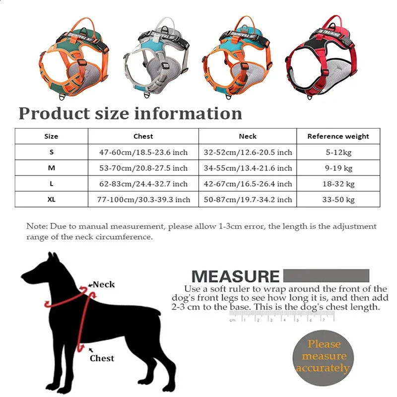 Nylon Adjustable Dog Harness Personalized Dog Harness Vest Reflective Breathable Pet Harness Leash For Small Medium Large Dogs 250224