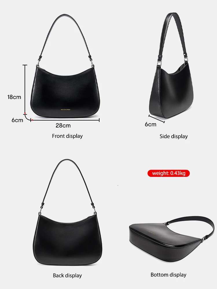 French High-End Texture Cowhide Underarm For Women's Designer Handbag Retro Shoulder Red Bag New Zency Purse Sac bags handbags women