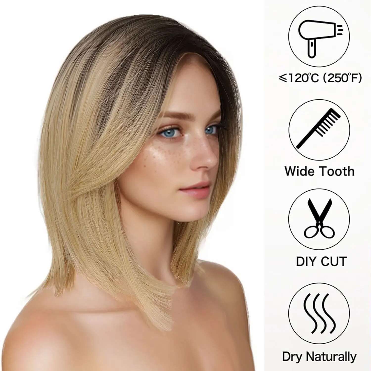 Synthetic Straight Layered Wig Women Natural Looking Heat Resistant Hair For Daily Cosplay