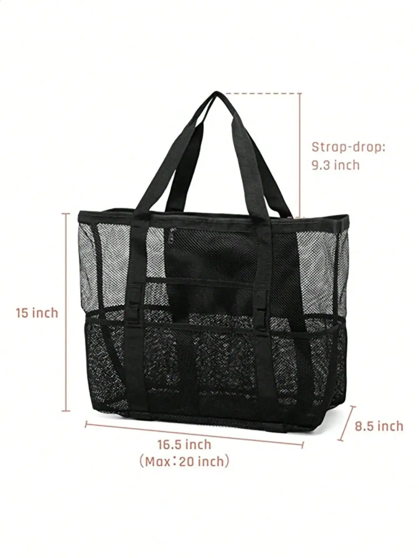 1pcs Unisex Large Capacity Multifunctional Mesh Handbag Beach Bag Shopping Bag Suitable For Outdoor Sports Beach Swimming 250305