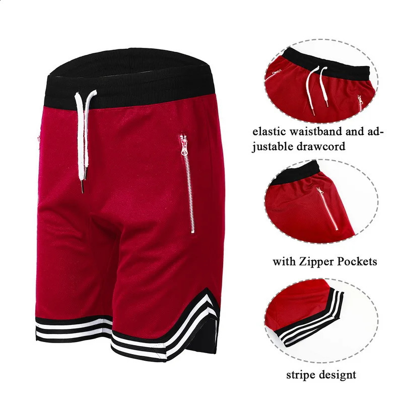 2024 Mens Mesh Shorts Quick Dry Gym Summer Sports Basketball Fitness Joggers Zipper Casual Male Short Pants Wholesale 250226