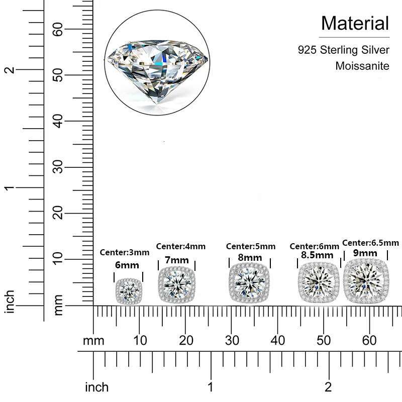 Classic Round Cut 1CT Test Passed Moissanite Dia Earrings For Women Fine Jelwery Sterg Sier Earring Engagement Gift