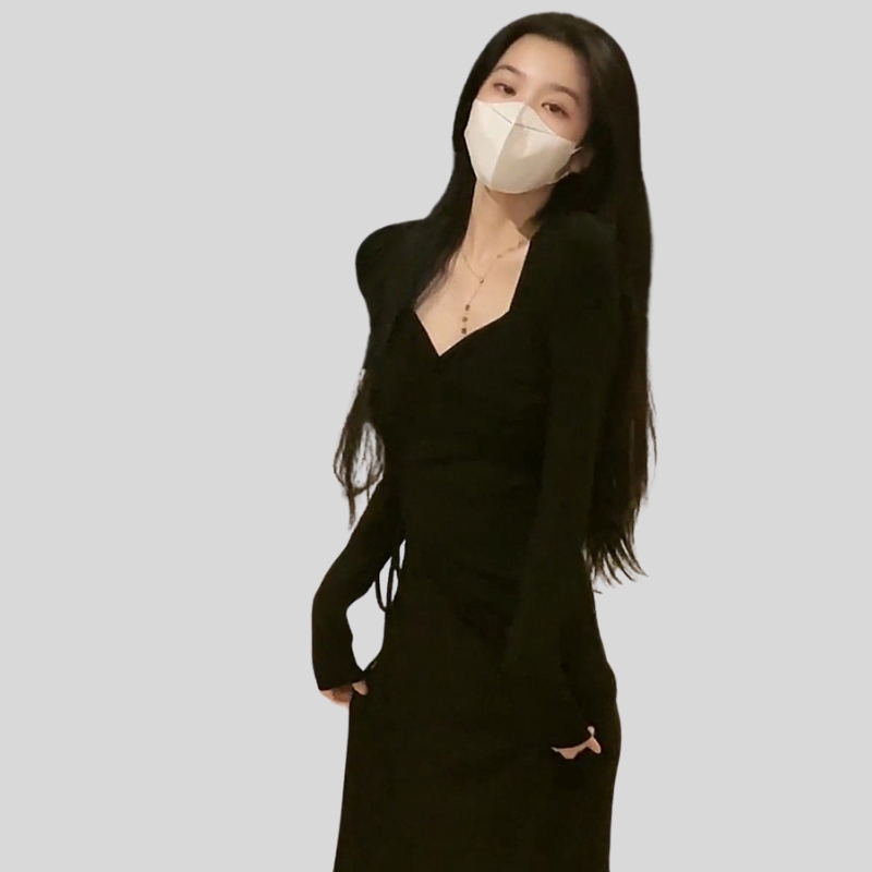 Early autumn clothes new stepmother hip-wrapped long dress Spice girl French high-end long-sleeved dress children autumn