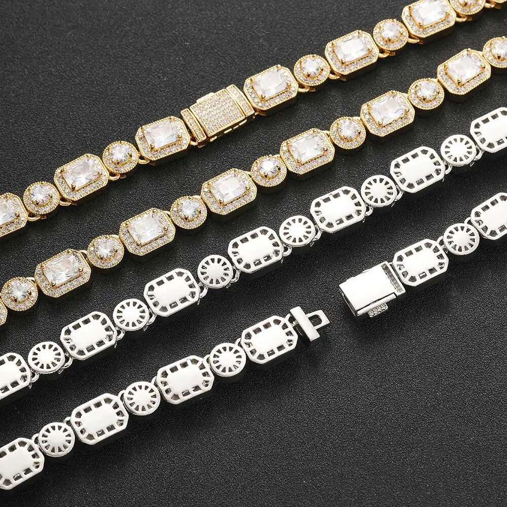 Bg Paved Zircon Men Iced Out Cuban Cluster for Women Hip Hop Icy Round Square Tennis Chain Choker Jewelry