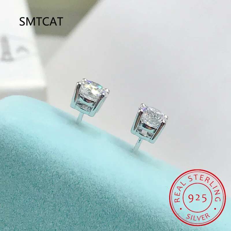 100% Sterg Sier Real 2 Carat 8mm Moissanite Four Claws Stud Earrings For Women Sparkg Wedding Fine Jewelry