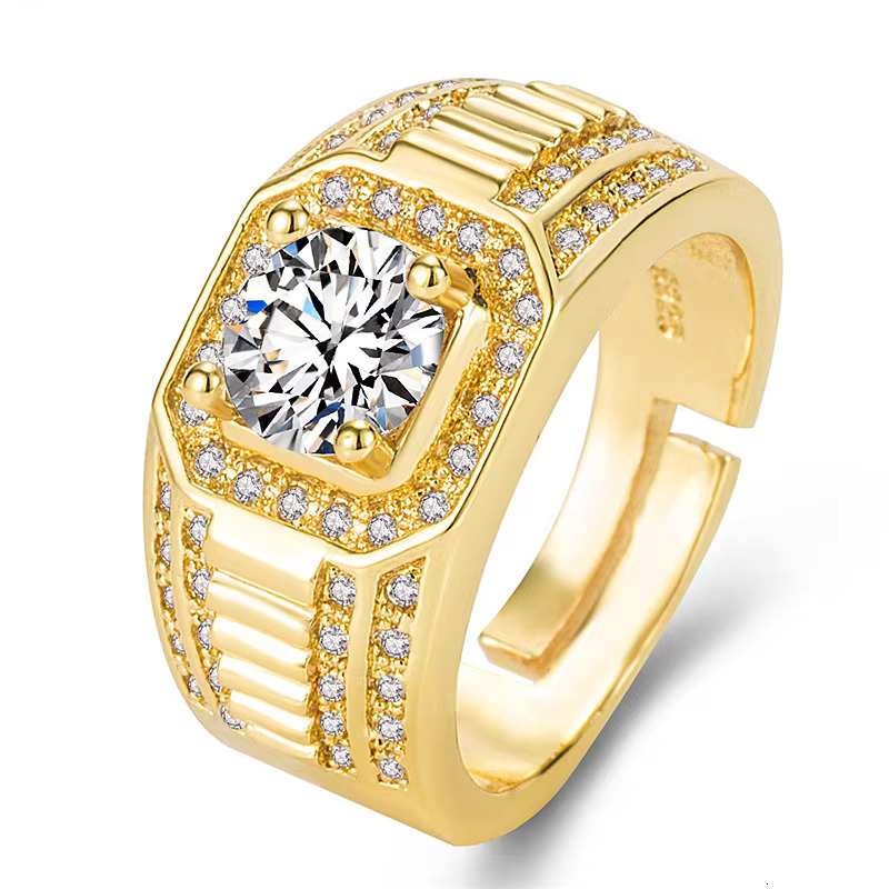 Moissanite Dia Mens Engagement Sier Rings Gemstone Stainless Steel Fashion Jewelry Ring for Men