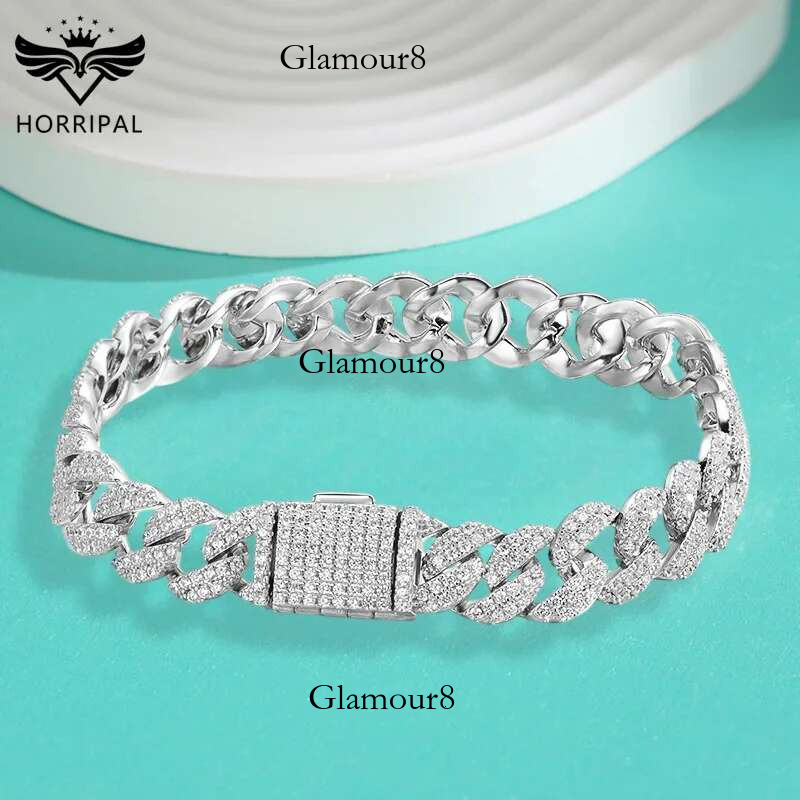 8.8MM Cuban Tennis Bracelet for Man Full Dia Sparkg Zircon Sterg Sier Plated White Gold Party Bracelets Jewelry