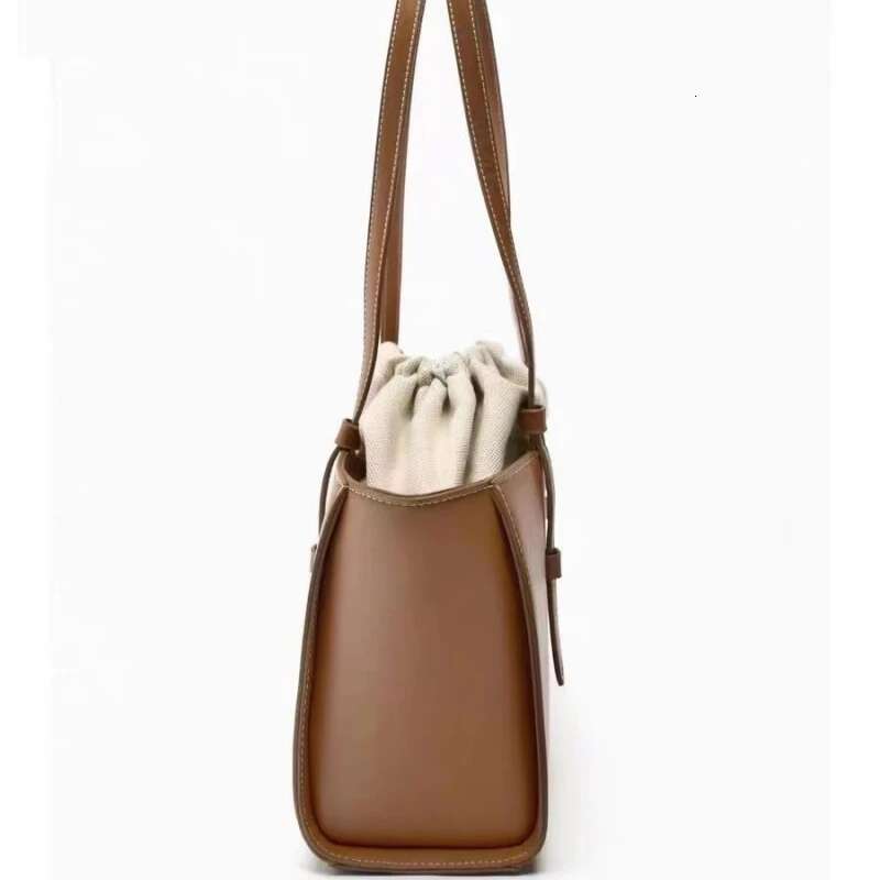 Vintage Design Women's Large Capacity Drawstring Tote New Quality PU Leather Shoulder Commuter Business Bag