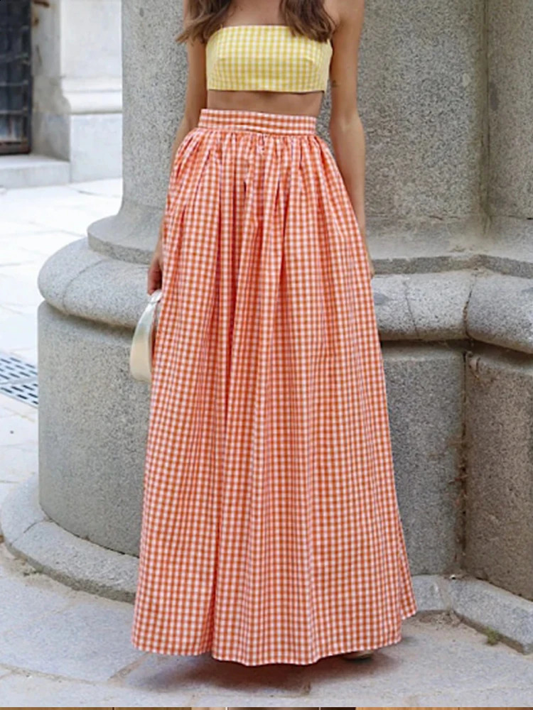 Sexy Sling Top Long Skirt Sets Women White Sleeveless Crop Tops High Waist Loose Female Suit 2025 Spring Summer Beach Lady Suits 250228