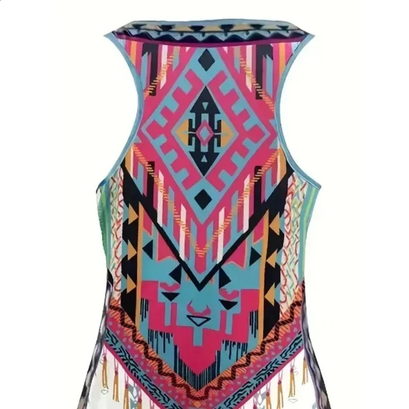 Women Fashion Plus Size 1XL-7XL Women Irregular Sleeveless Digital Printing Vest Ladies Loose Round Neck Printed Tank Tops 250224