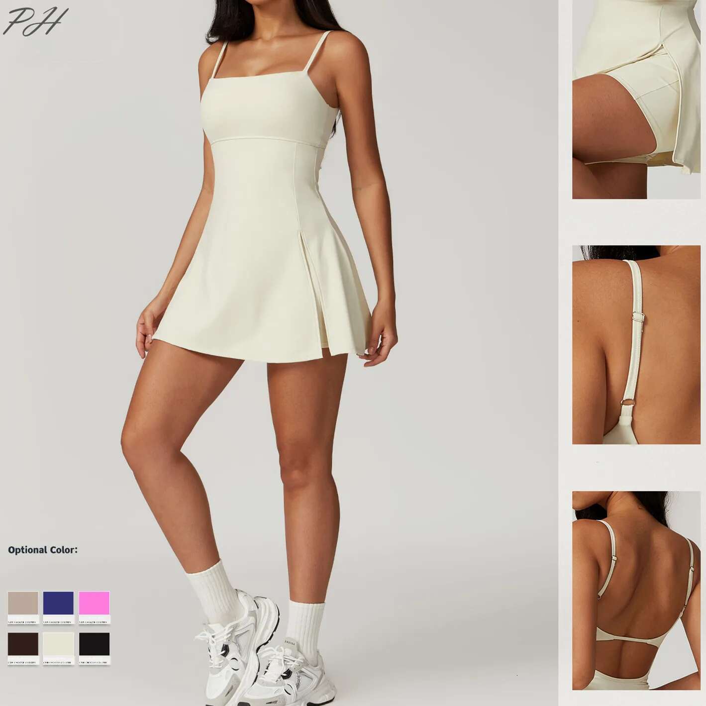 Women's Tennis Golf Dress Yoga Skirts Sexy Sleeveless Bodysuit With Shorts Badminton Sport Outfit Fiess Gym Clothes