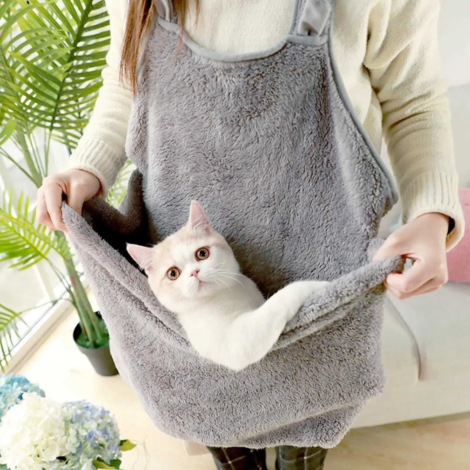 Pet Carrier Apron Front Shoulder Cozy Plush Pet Sleeping Chest with Pocket for Kitten Sleeping Bag Carry Holder Pet Accessories 250205