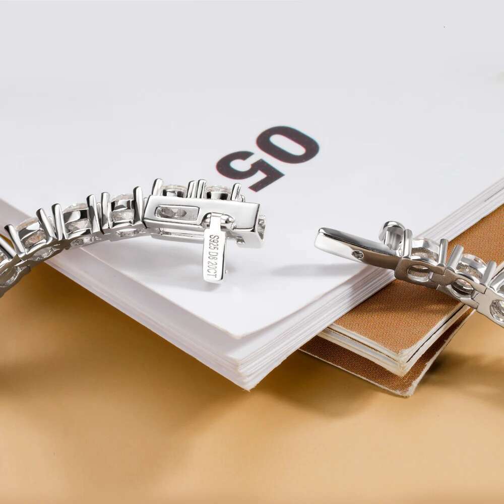 3.5mm D Color Full Moissanite Tennis Bracelet for Women Man Sterg Sier Hidden Lock Hand Chain Hiphop Party Jewelry Gift
