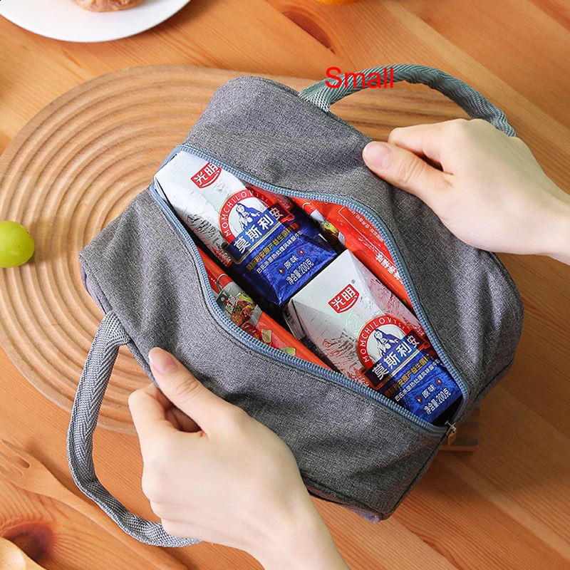 Portable insulated lunch bag waterproof canvas cooler ice pack work food handbag picnic bag 250228