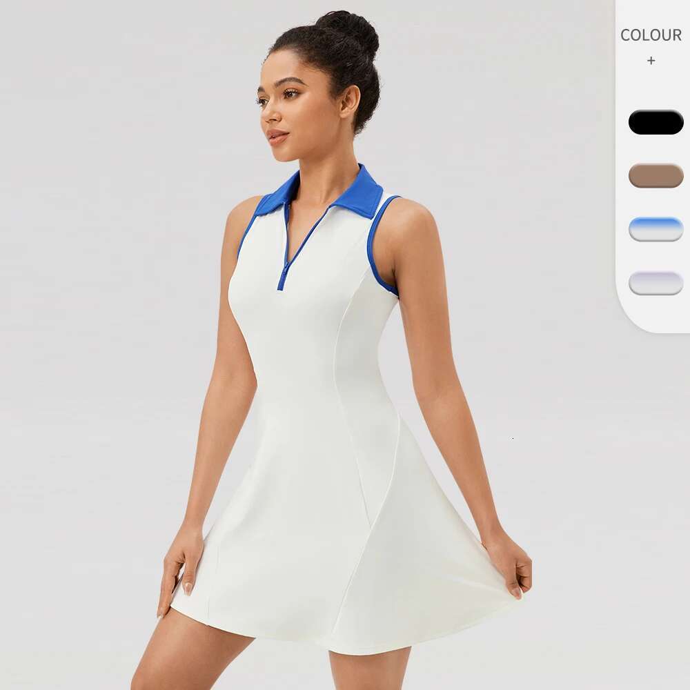 Flip Collar One-Piece Tennis For Women, Quick Drying, Breathable, Sports And Leisure Fiess Dress 42157