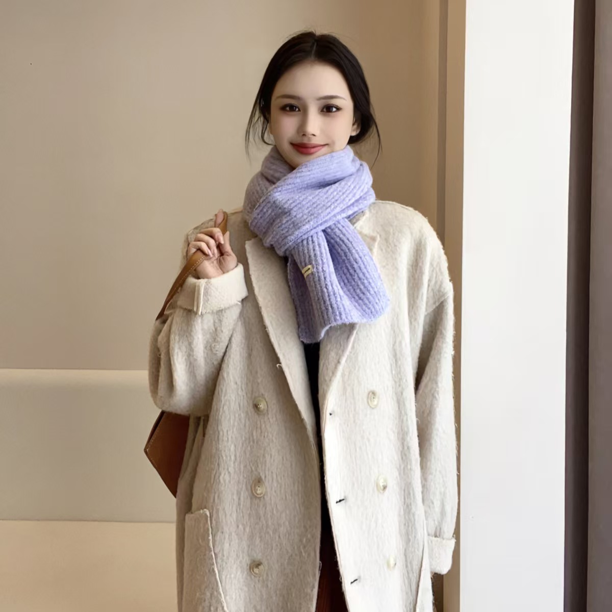 K030 Winter new solid color scarf for women all-match Korean imitation cashmere scarf Chinese red couple scarf