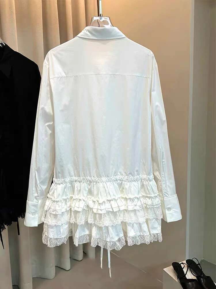 Chic Lace Edible Tree Fungus Patchwork Tierred Design Shirt Summer Thin Loose Casual Style Blouses 2025 Spring 16O4619