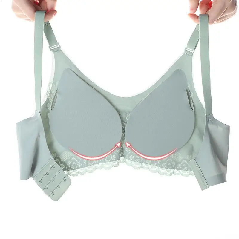 Adjustable Rear Buckle Gathered Bra Thailand Latex 40 Womens Underwear Seamless Push Up Bralette Removable chest cushion 250224