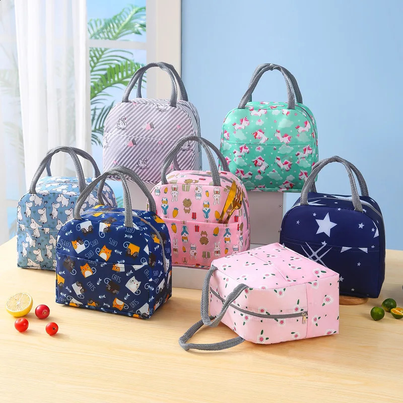 ISKYBOB Insulated Lunch Box Bag Thick Aluminum Foil Student Office Staff Portable Bento Bag Lunch Bag Carrying Meal Bag 250228
