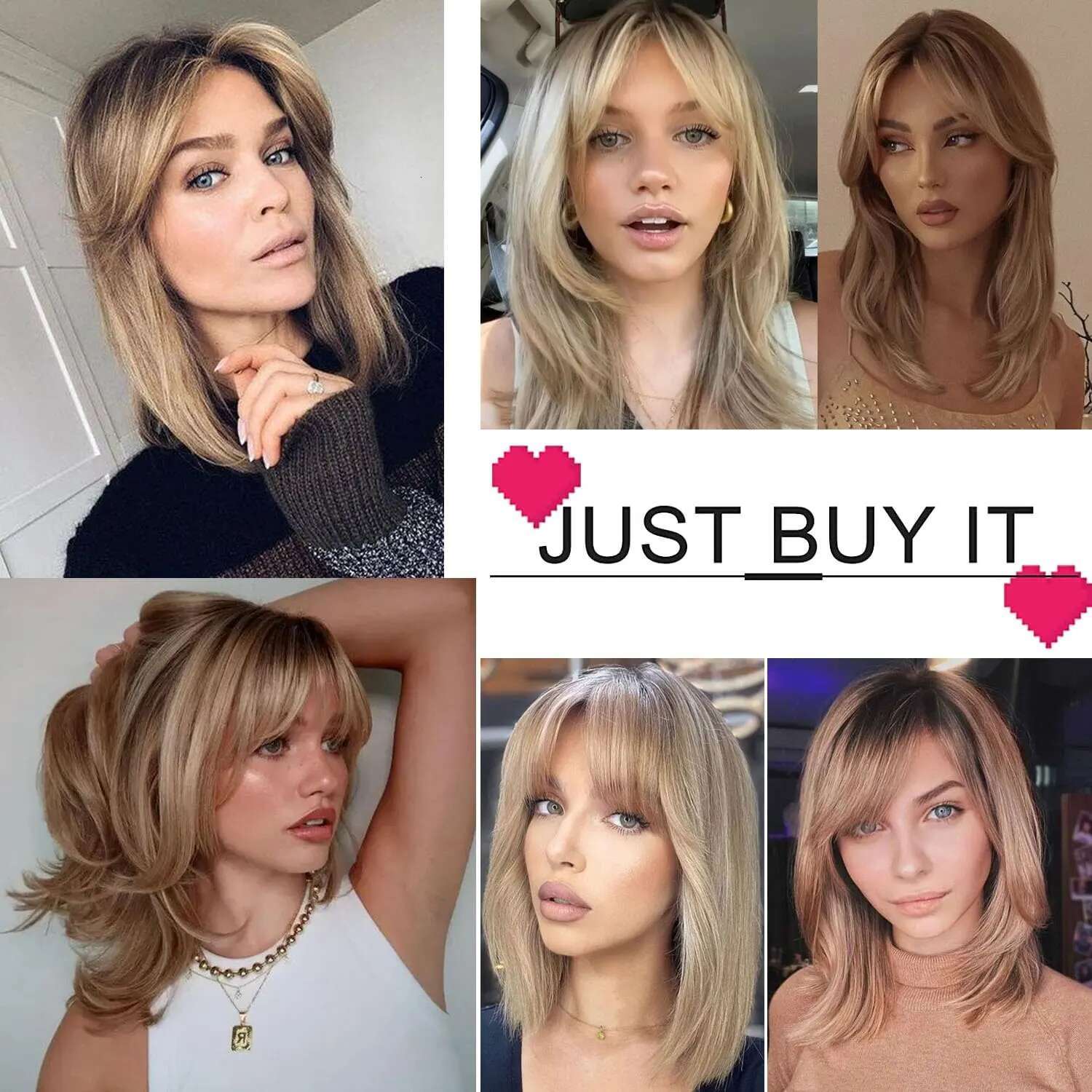 Synthetic Straight Layered Wig Women Natural Looking Heat Resistant Hair For Daily Cosplay