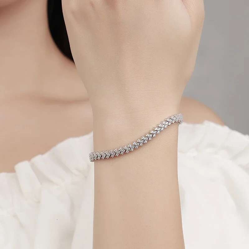 NeeTim Moissanite Tennis Bracelet Sterg Sier Full Dia Bracelets Gold Plated Fine Jewelry For Women with GRA