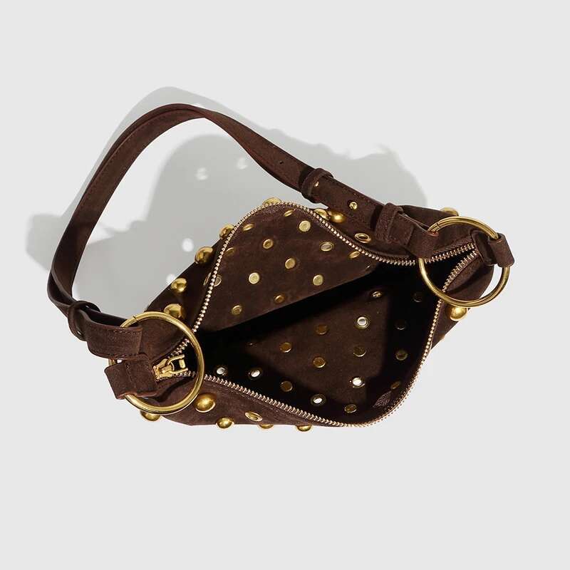 Saddle Underarm Bags For Women Designer Handbags And Purses 2025 New In Casual Rivet Decoration Double Shoulder Strap