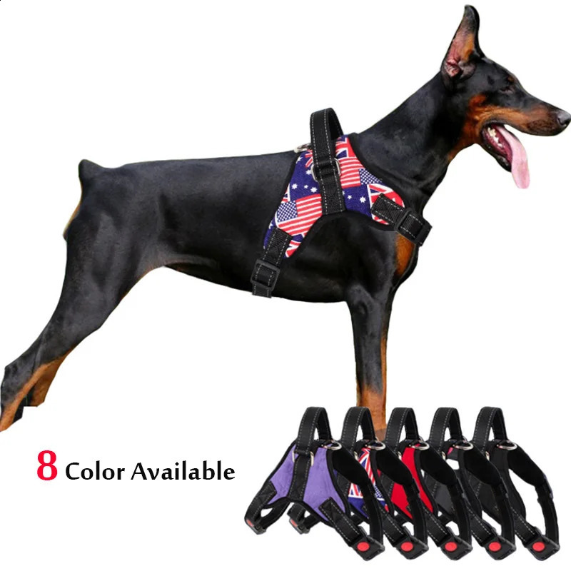 Small Medium Large Dog Harness Nylon Reflective Collar Vest Harnesses For Dogs Training Husky Alaskan Bulldog Breast-band Belt 250224
